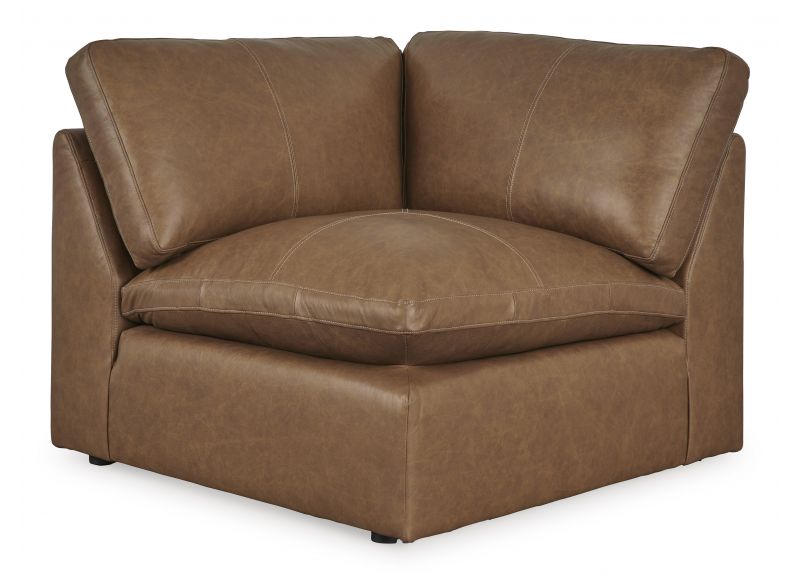 5 Seater L Shape Genuine Leather Firm Modular Sofa with Non-skid Legs - Emita